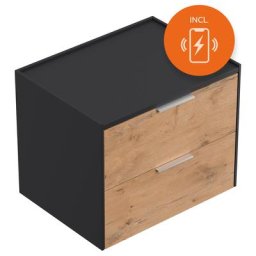 Table de chevet Artem 60cm A induction avec 2 tiroirs SoftClose Oak