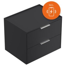 Table de chevet Artem 60cm A induction avec 2 tiroirs SoftClose Graphite