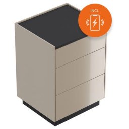 Table de chevet Lux M 50cm induction avec 3 tiroirs Push to Open Cubanite