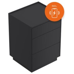 Table de chevet Lux M 50cm induction avec 3 tiroirs Push to Open Graphite