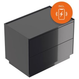 Table de chevet Somnia XL 70cm B induction 2 tiroirs Push to Open Graphite brill