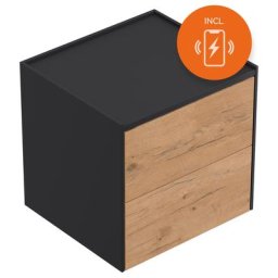 Table de chevet Somnia M 50cm A induction avec 2 tiroirs Push to Open Oak