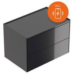 Table de chevet Somnia XL 70cm A induction 2 tiroirs Push to Open Graphite brill