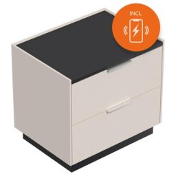 Table de chevet Artem 60cm B induction avec 2 tiroirs SoftClose Creme Graphite