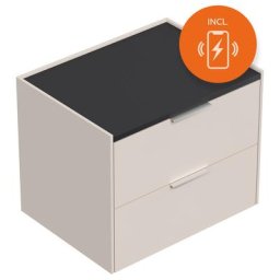 Table de chevet Artem 60cm A induction avec 2 tiroirs SoftClose Creme Graphite