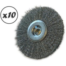 Brosse circulaire métallique sur tige ø 125 mm Fil acier dur - Quantité x10 - ø 125 mm - Ep. 12 mm