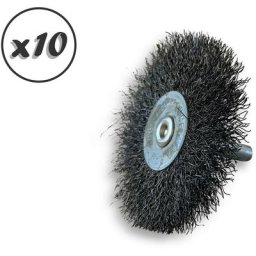 Brosse circulaire métallique sur tige ø 60 mm Fil acier souple - Quantité x10 - ø 60 mm - Ep. 8 mm