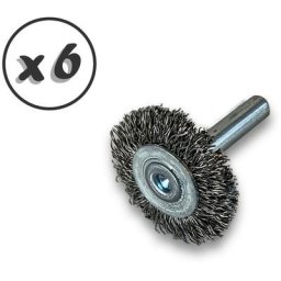 Brosse circulaire métallique sur tige ø 30 mm Fil inox dur - Quantité x 6 - ø 30 mm - Ep. 8 mm