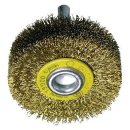 0002506542 - Brosse circulaire ondulée en laiton avec tige de 6 mm et filament ø 0,20 mm (70x18x15)