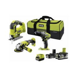 Ryobi - Pack 18V OnePlus - Perceuse-visseuse - Meuleuse - Scie sauteuse pendulaire - 2 batteries