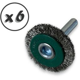 Brosse circulaire métallique sur tige ø 30 mm Fil inox souple - Quantité x 6 - ø 30 mm - Ep. 8 mm
