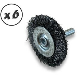 Brosse circulaire métallique sur tige ø 38 mm Fil acier souple - Quantité x 6 - ø 38 mm - Ep. 8 mm