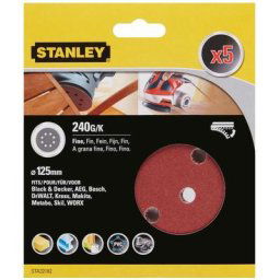 5 disques abrasifs corindons qualité supérieure anti encrassement grain 240 STA32182-XJ - Stanley