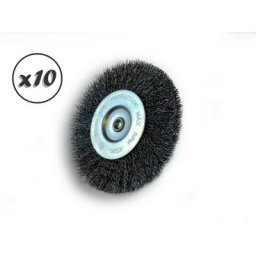 Brosse circulaire métallique sur tige ø 100 mm Fil acier dur - Quantité x10 - ø 100 mm - Ep. 8 mm