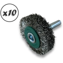 Brosse circulaire métallique sur tige ø 38 mm Fil inox dur - Quantité x10 - ø 38 mm - Ep. 12 mm