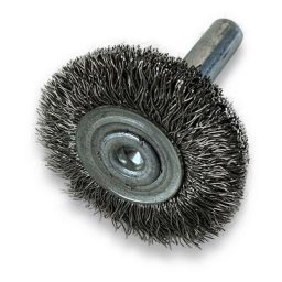 Brosse circulaire métallique sur tige ø 30 mm Fil inox souple - Quantité x 1 - ø 30 mm - Ep. 12 mm