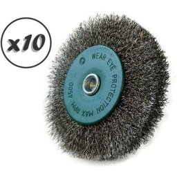 Brosse circulaire métallique sur tige ø 100 mm Fil inox dur - Quantité x10 - ø 100 mm - Ep. 18 mm