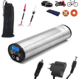 Soldela - Compresseur d'Air Portable 12V - Mini Gonfleur Electrique Digital écran lcd + Lampe led