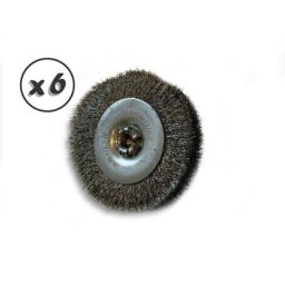 Brosse circulaire métallique sur tige ø 75 mm Fil inox souple - Quantité x 6 - ø 75 mm - Ep. 18 mm