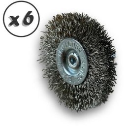 Brosse circulaire métallique sur tige ø 50 mm Fil inox dur - Quantité x 6 - ø 50 mm - Ep. 8 mm