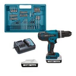 Makita - Perceuse visseuse à percussion 18V 42 Nm 2 batt.BL1820G + chargeur + 74 pièces - HP488DAEX1