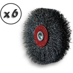 Brosse circulaire métallique sur tige ø 75 mm Fil acier dur - Quantité x 6 - ø 75 mm - Ep. 18 mm