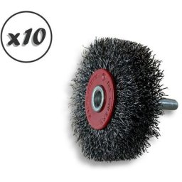 Brosse circulaire métallique sur tige ø 60 mm Fil acier dur - Quantité x10 - ø 60 mm - Ep. 18 mm