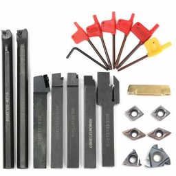 21Pcs Porte-Outil De Tournage, Tournage en Carbure Multifonctionnel Support Alésoir avec Inserts De