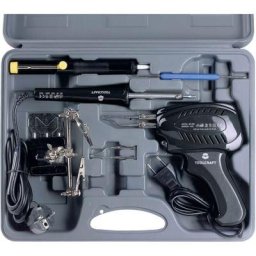 Toolcraft - Set de soudure (Pistolet à souder 100 w, fer à souder 30 w, 3ème main, pompe à
