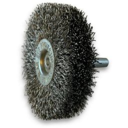 Brosse circulaire métallique sur tige Ø 60 mm Fil inox dur - Quantité x 1 - Ø 60 mm - Ep. 18 mm