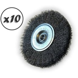 Brosse circulaire métallique sur tige ø 100 mm Fil acier souple - Quantité x10 - ø 100 mm - Ep. 18