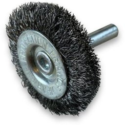 Brosse circulaire métallique sur tige ø 38 mm Fil acier souple - Quantité x 1 - ø 38 mm - Ep. 12 mm