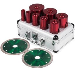 8 pcs Diamond Hole Saw Set 8 Drill Core Bits M14 20-68 mm 2 Saw Blades - Vevor