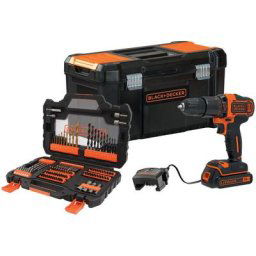 Black&decker - Perceuse à percussion sans fil - 18 v - 1,5 Ah - 2 Vitesses - 104 accessoires