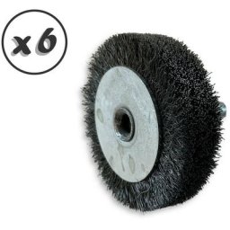 Brosse circulaire métallique sur tige ø 60 mm Fil acier souple - Quantité x 6 - ø 60 mm - Ep. 18 mm