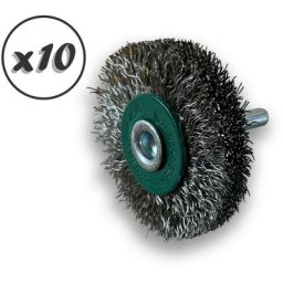 Brosse circulaire métallique sur tige ø 50 mm Fil inox dur - Quantité x10 - ø 50 mm - Ep. 12 mm