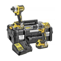 Coffret perceuse visseuse à percussion et visseuse à chocs 18v - 5ah Dewalt dck266p2t - jaune