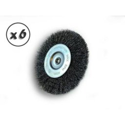 Brosse circulaire métallique sur tige ø 100 mm Fil acier dur - Quantité x 6 - ø 100 mm - Ep. 8 mm