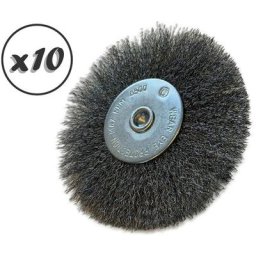 Brosse circulaire métallique sur tige ø 125 mm Fil acier souple - Quantité x10 - ø 125 mm - Ep. 12