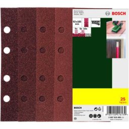 Set de papiers abrasifs pour ponceuse vibrante avec bande auto-agrippante, perforé Bosch