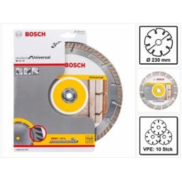 Bosch 230 x 22,23 mm Disque à tronçonner diamant universel standard - 10 pièces (2608615066) pour
