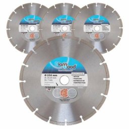 Lot de 3 disques diamant 230 x Al. 22,23 x Ht. 7 mm béton, parpaings, matériaux de construction
