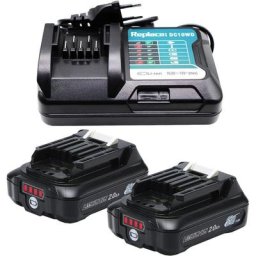 2X Batteries+ Chargeur 12 v 2,0 Ah BL1021B BL1016 Bl1041B Batterie Li-ION pour Makita DF031D