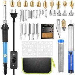 Kit de Pyrogravure 54 pcs Pyrogravure sur Bois 60W Température Réglable de 200 à 450 °c - Pour