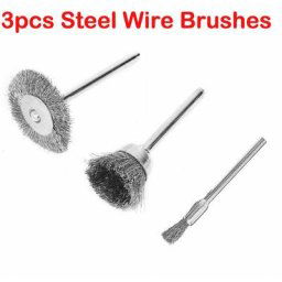 3 pièces Kit complet de roues de polissage à brosse métallique pour outils rotatifs Dremel
