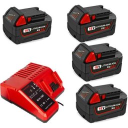 Pack de 5) 4X Batterie 18 v 5,0 Ah M18B5 avec chargeur pour Milwaukee M18, M18BX, M18B4, M18 xc,
