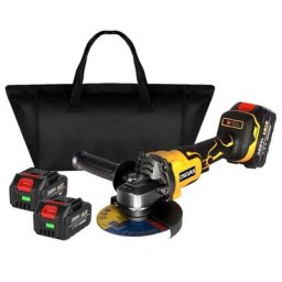 Meuleuse d'angle Onevan 18V Ø125 mm Pour Makita 18V-Jaune -Avec 1 sac de rangement ,2 batteries