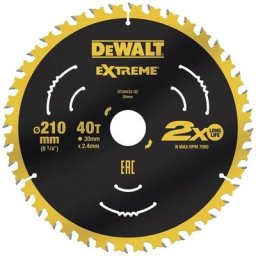 DT20433-QZ Lame de scie circulaire 210 x 30 x 2.4 mm Nombre de dents: 40 1 pc(s) - Dewalt