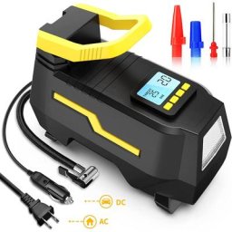 150PSI Compresseur à Air Portatif électrique, Pompe à air numérique, Mini Pompe à vélo dc 12V et ac