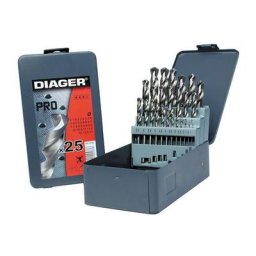 Coffret de forets métaux hss meulé Ø1-13 / 0,5mm (25 pcs) Diager 747D